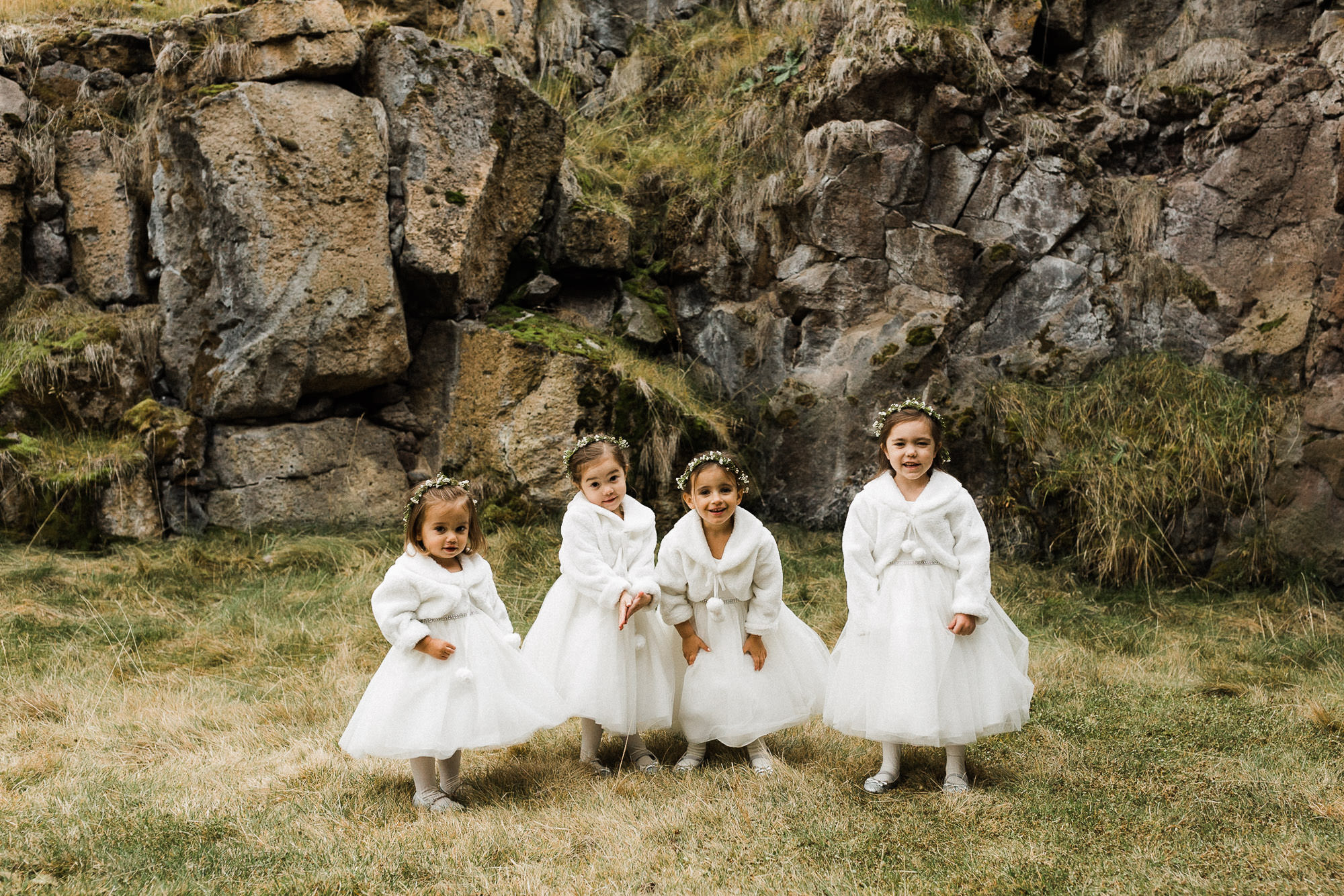Young girls from a wedding party pose at Pronghorn Resort in Bend, Oregon