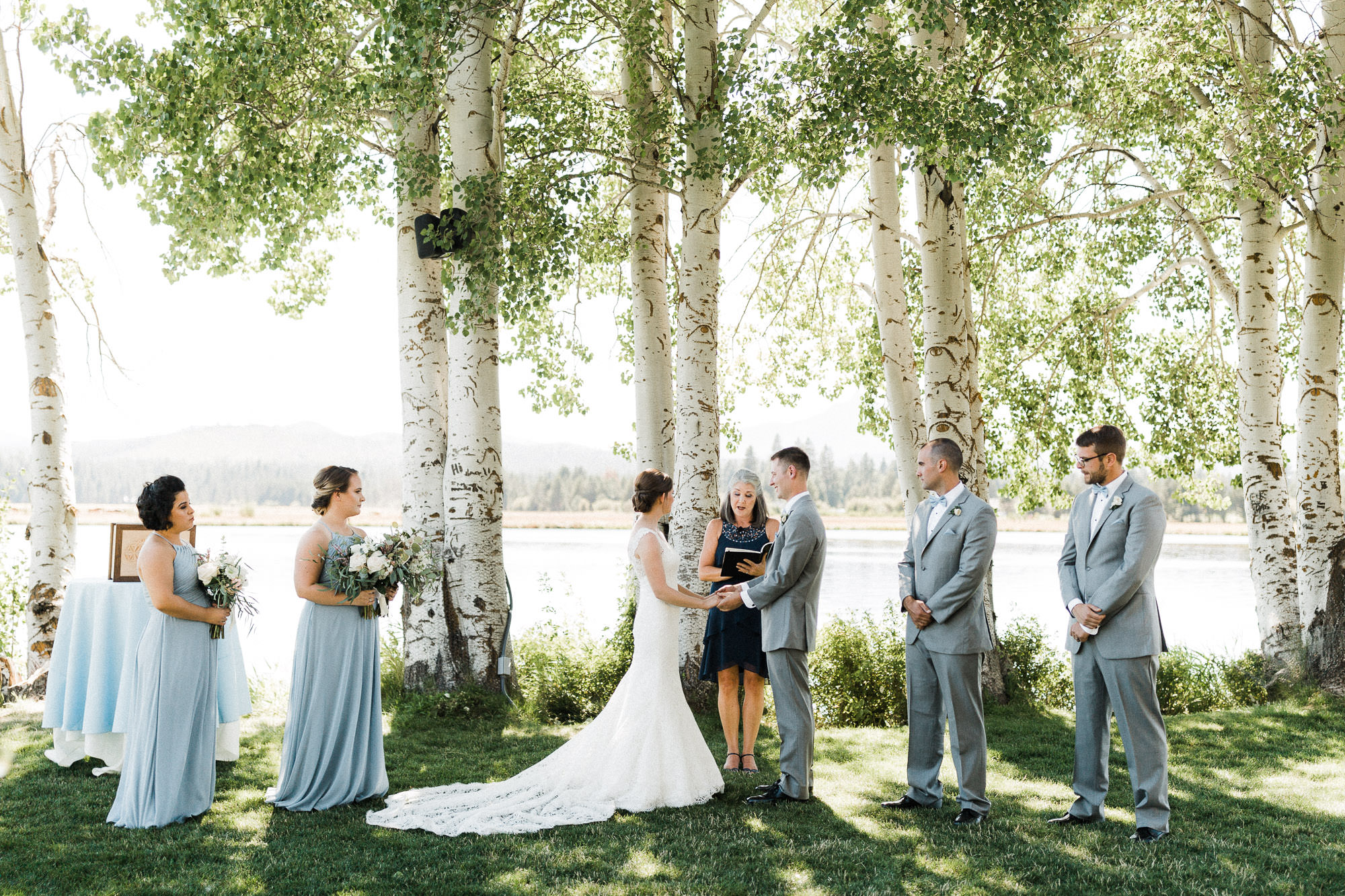 An outdoor wedding ceremony at Black Butte Ranch in Central Oregon