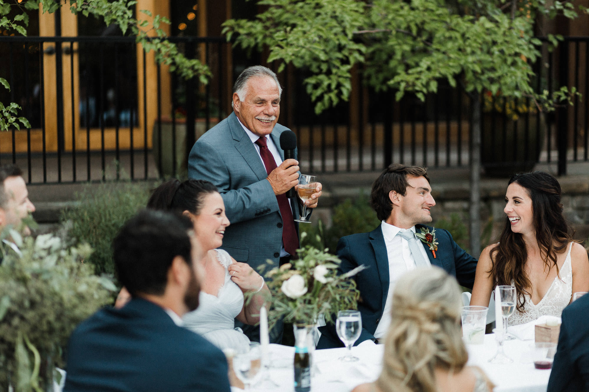Father gives toast at Broken Top Club wedding in Bend, Oregon