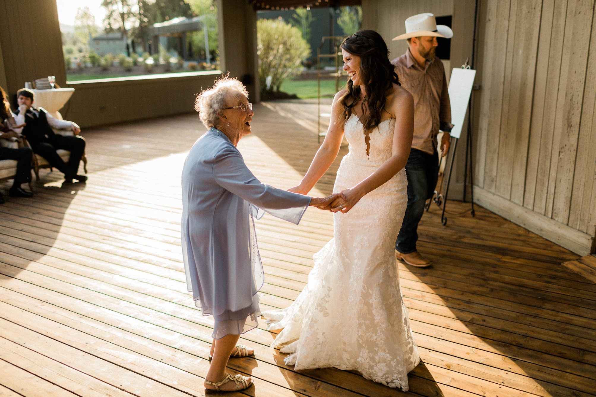 bride dancing with her grandma 