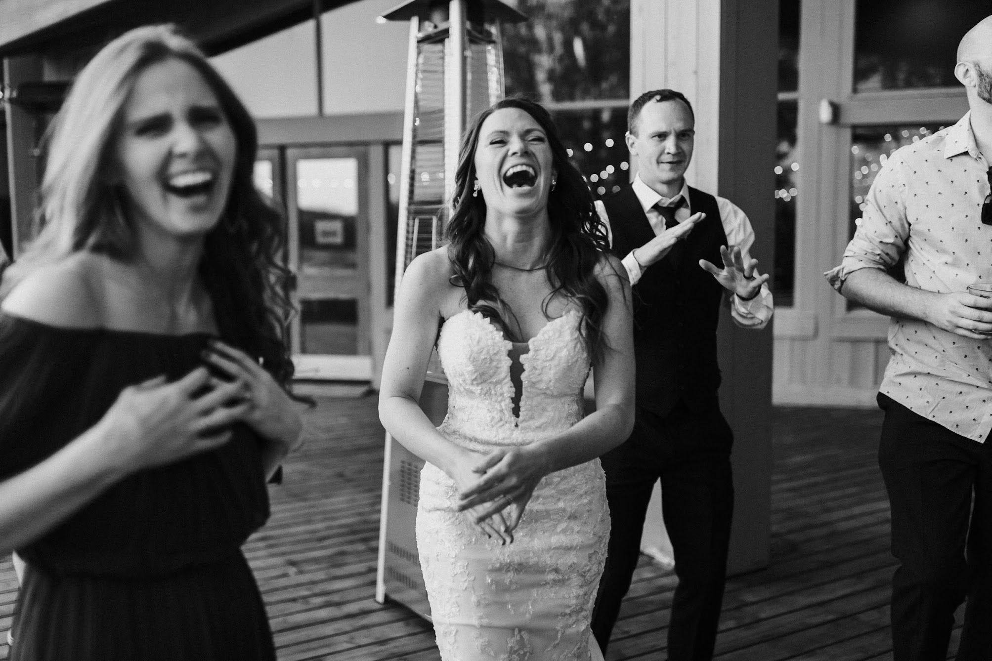 bride is laughing 