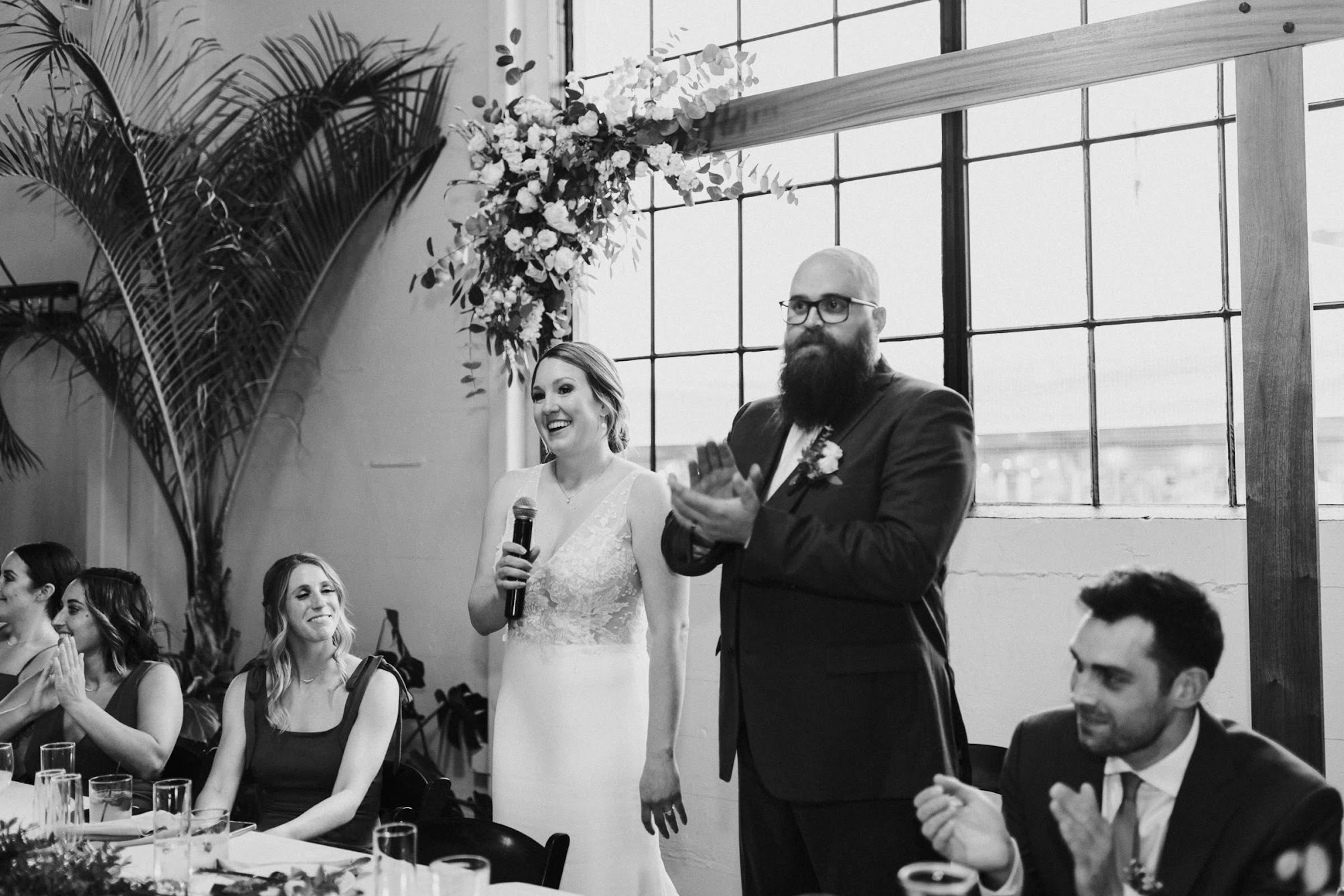 bride giving a toasts  