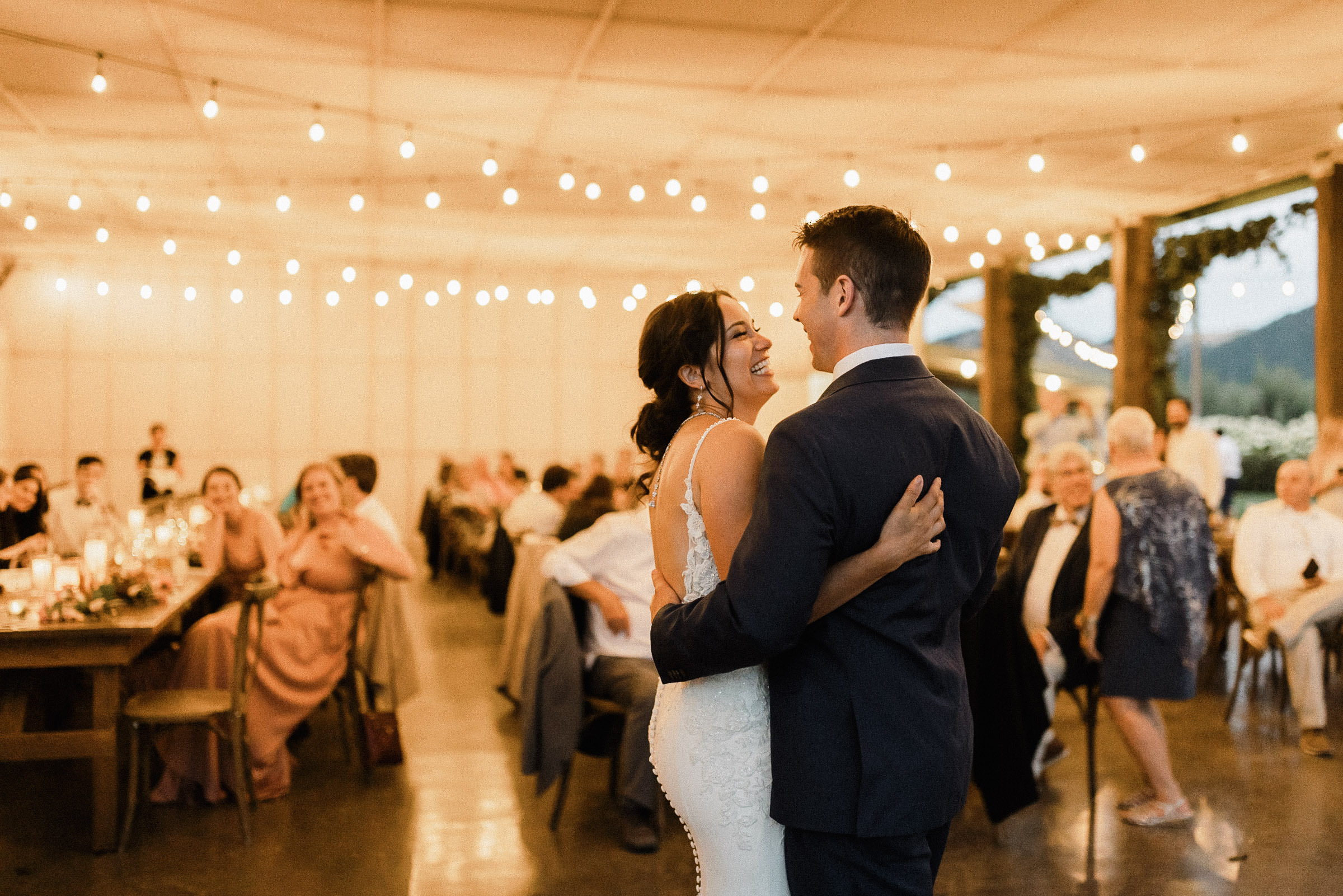Bride and groom share their first dance