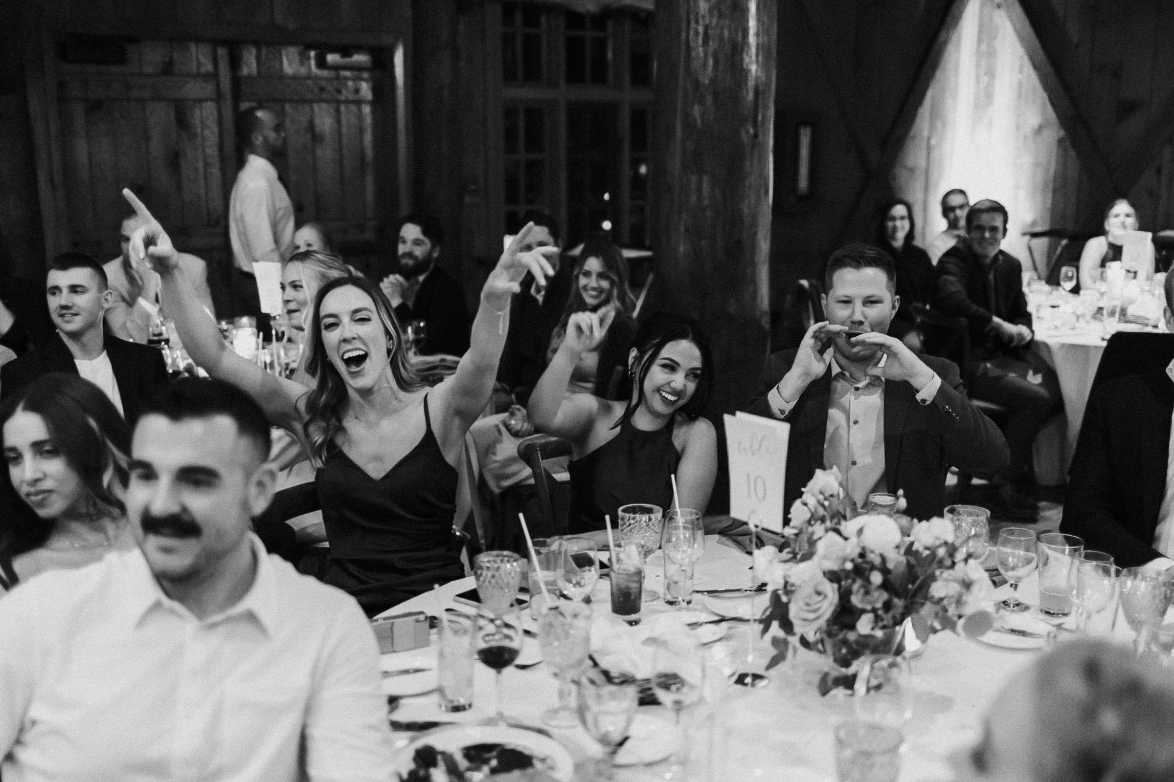 Guests cheer during toasts