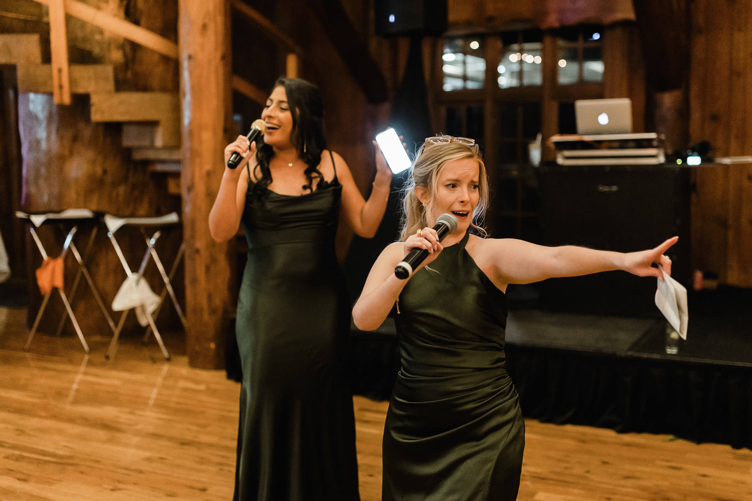 Bridesmaids break into song during their toast